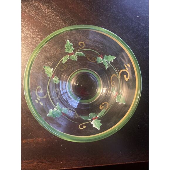 Lenox Holiday Glass Votive Holder Holly & Berry - Picture 2 of 4